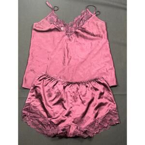 Satin Pajama Set Reveal Lingerie Burgandy Size SP